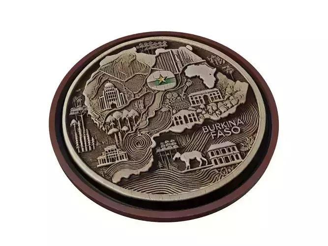 Burkina Faso Map Medallion Relief