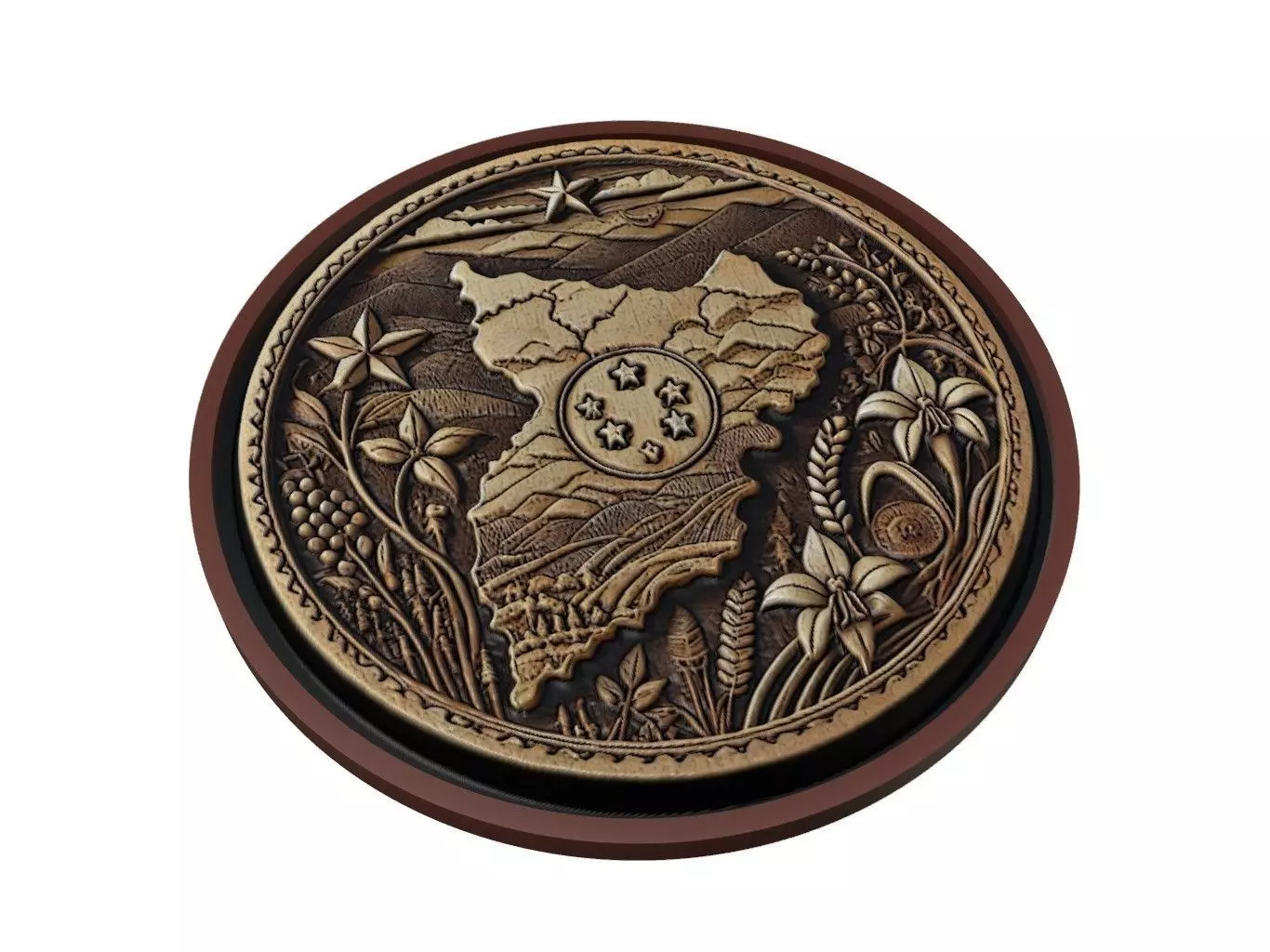 Burundi Map Medallion Relief 3D print model