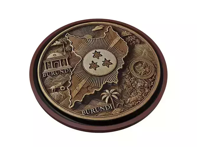 Burundi Map Medallion Relief