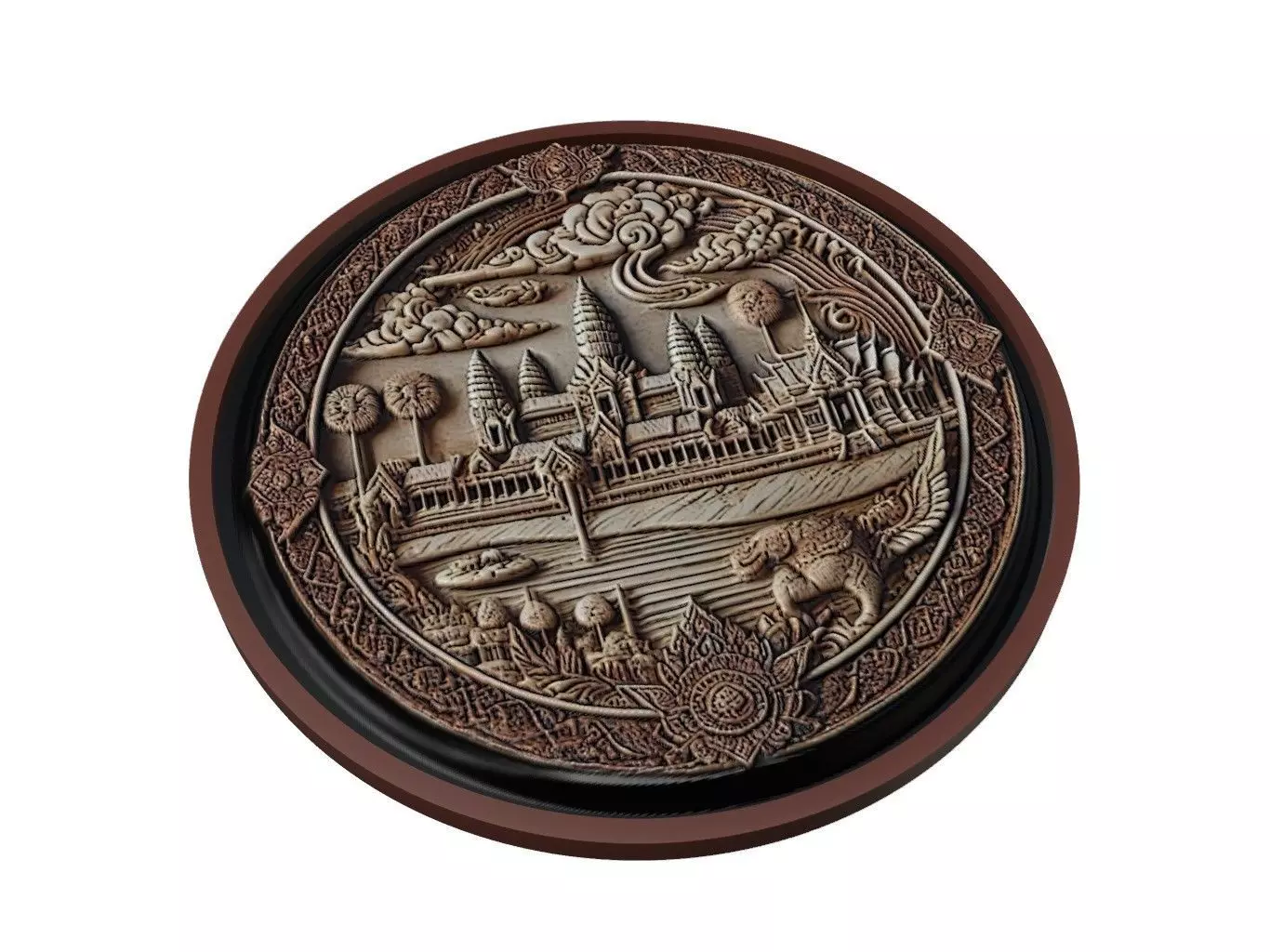 Cambodia Map Medallion Relief 3D print model