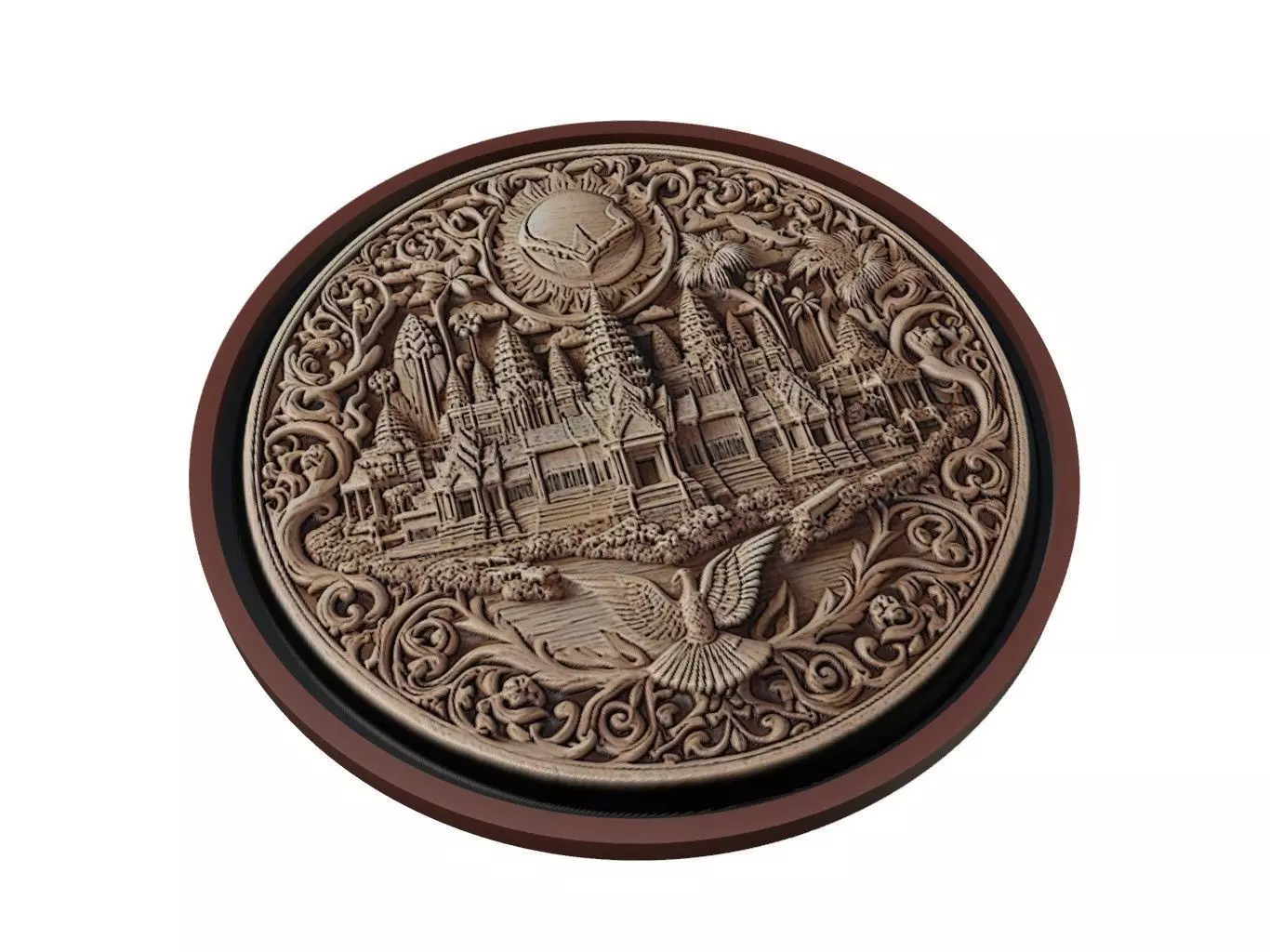 Cambodia Map Medallion Relief 3D print model