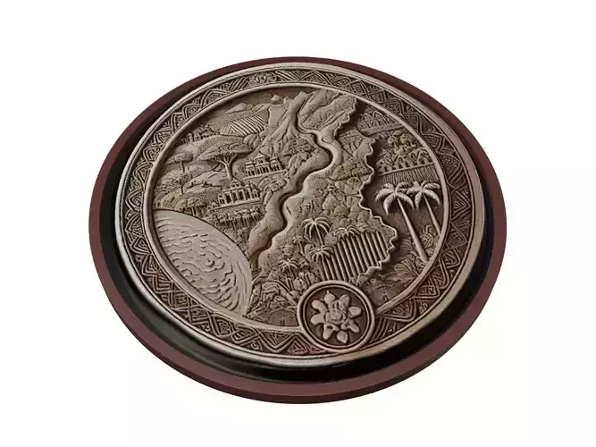 Cameroon Map Medallion Relief