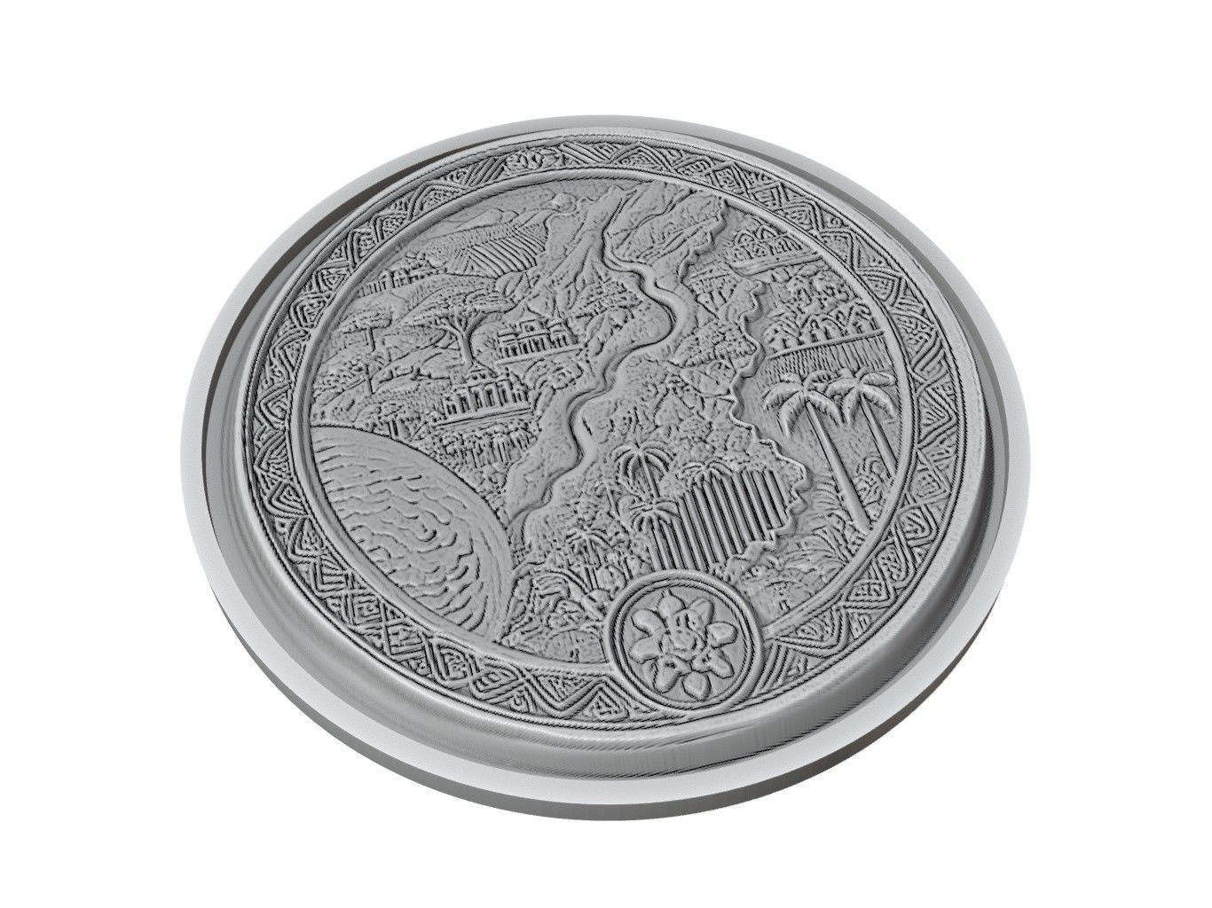 Cameroon Map Medallion Relief 3D print model_2