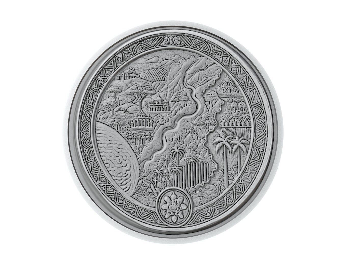 Cameroon Map Medallion Relief 3D print model_3