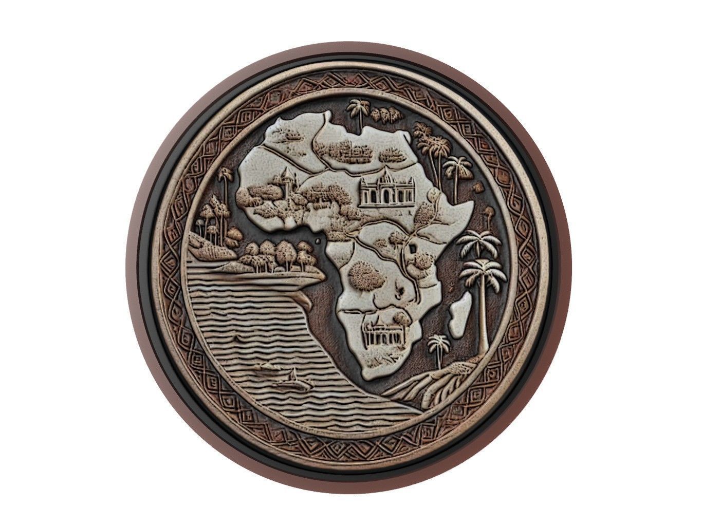 Cameroon Map Medallion Relief 3D print model_1