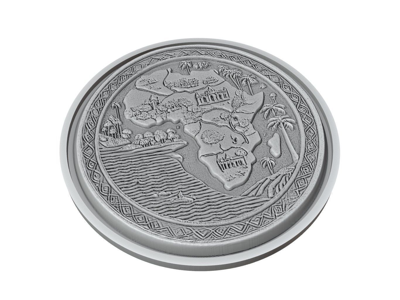 Cameroon Map Medallion Relief 3D print model_2