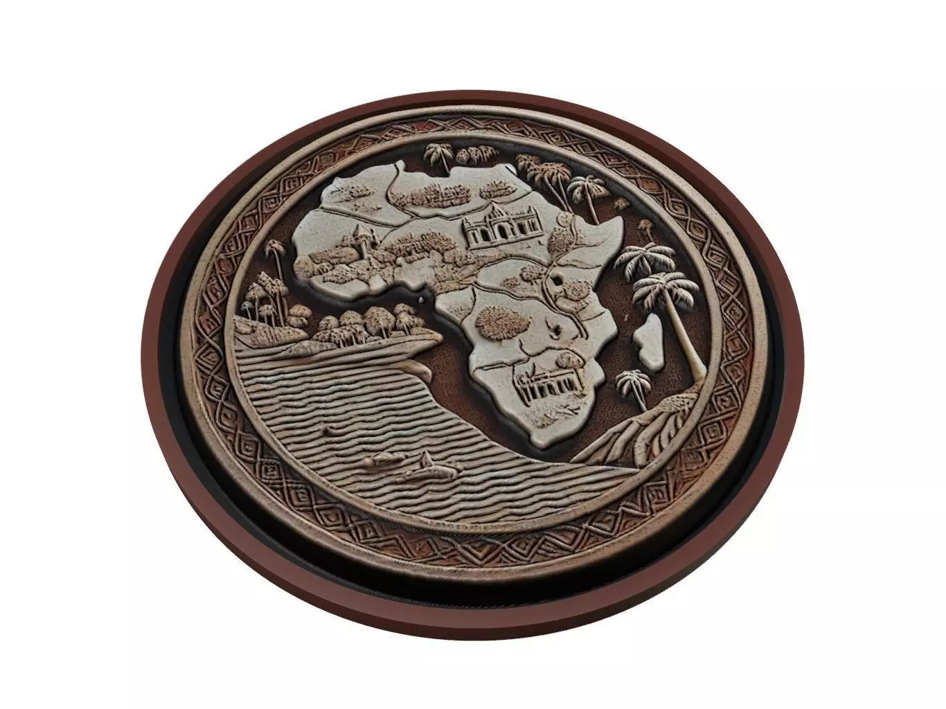 Cameroon Map Medallion Relief 3D print model_0