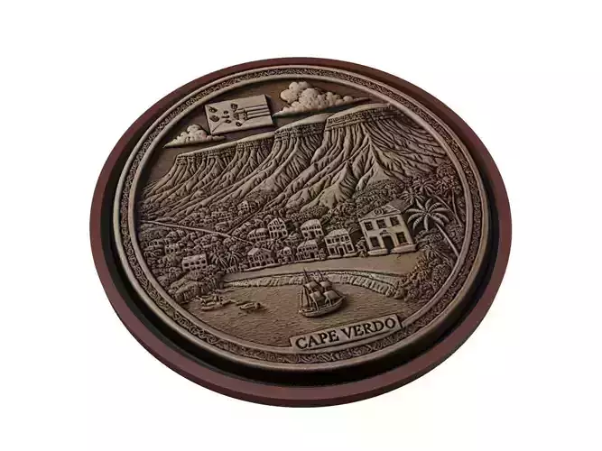 Cape Verde  Map Medallion Relief
