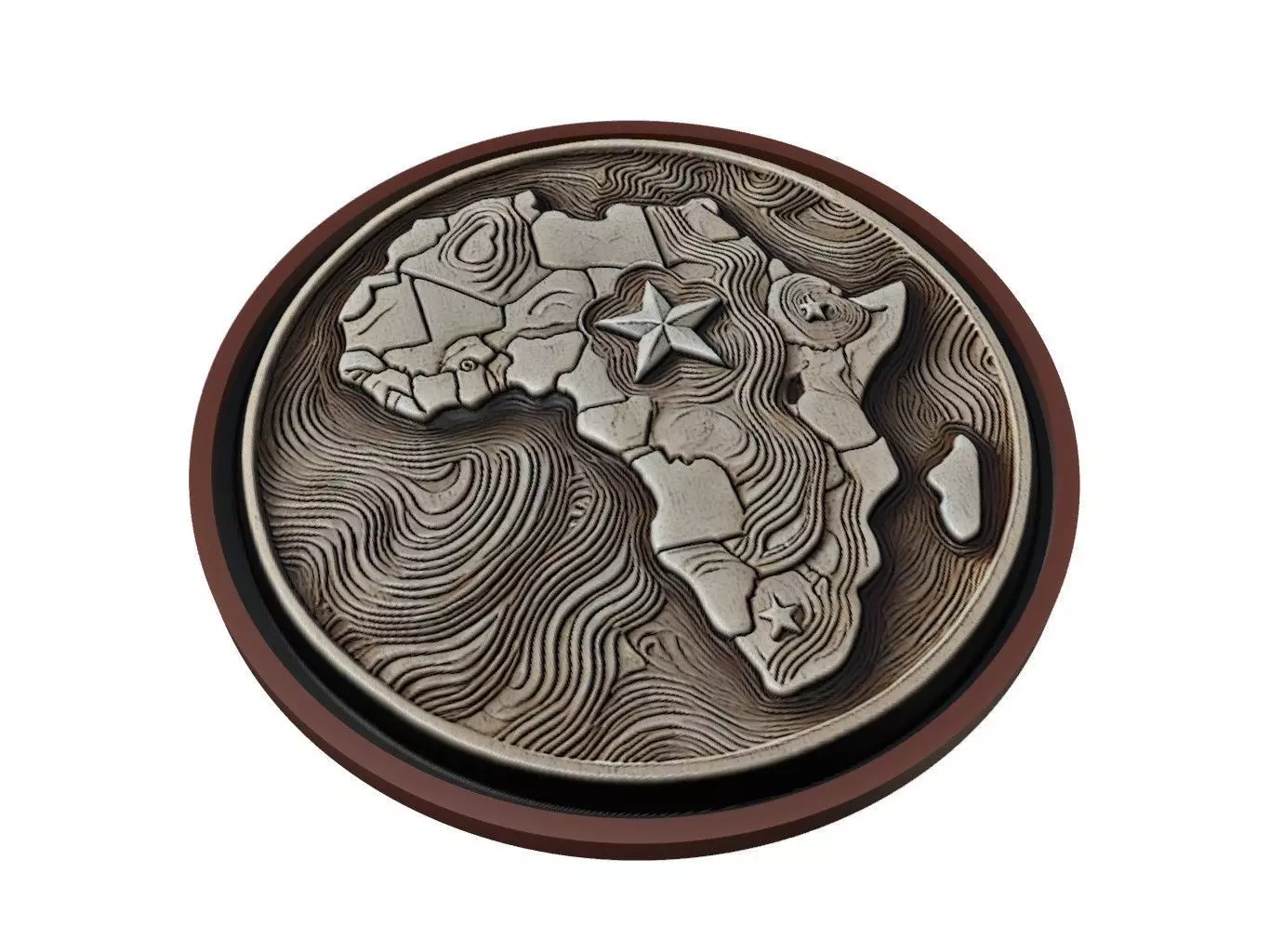 Central African Republic Map Medallion Relief 3D print model