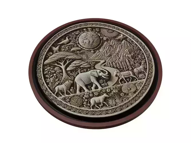 Chad Map Medallion Relief 3D print model