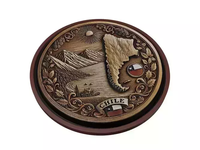 Chile Map Medallion Relief
