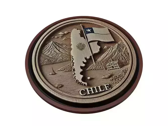 Chile Map Medallion Relief