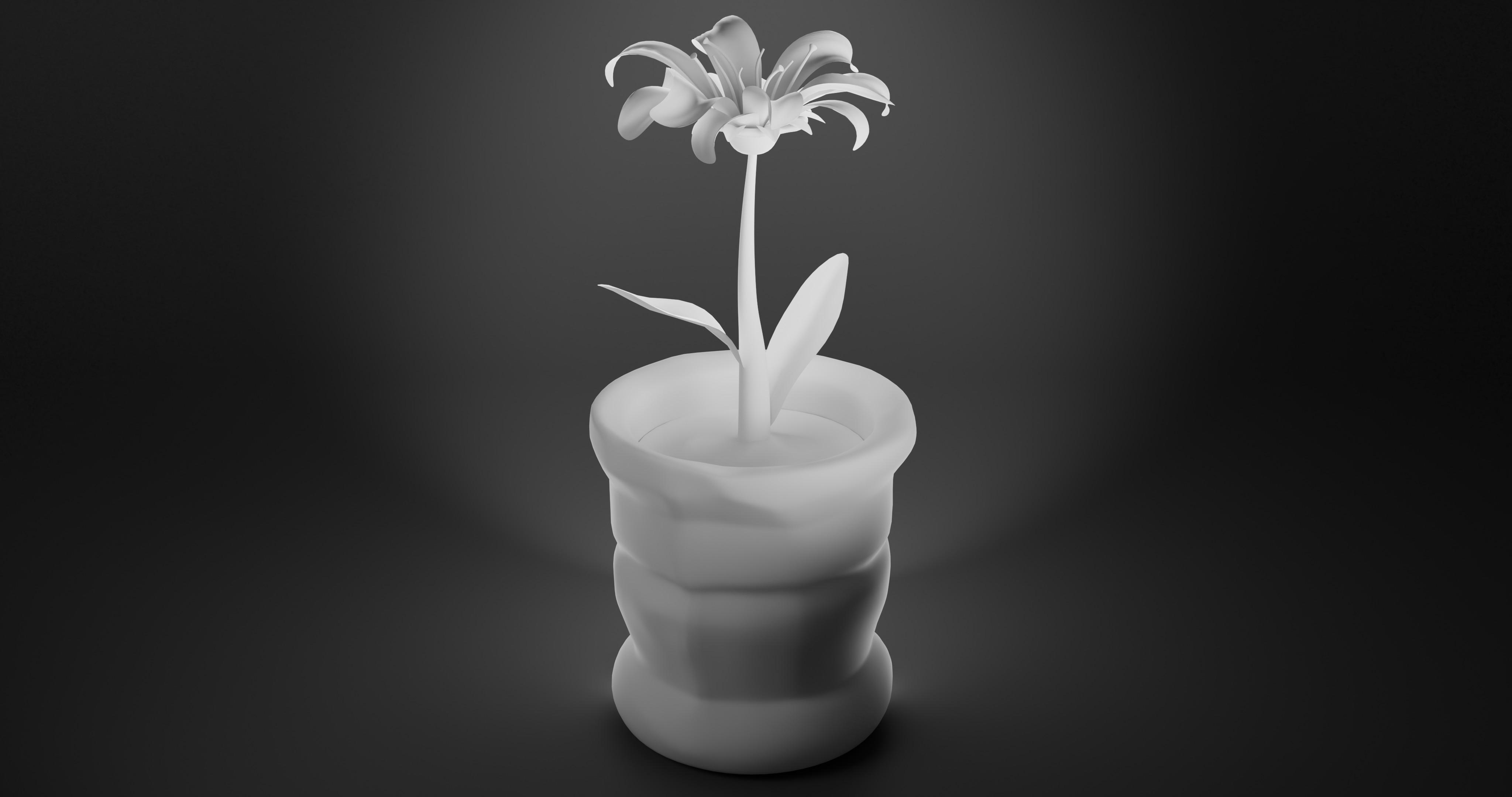 Flower in a Vase Low-poly 3D model_4