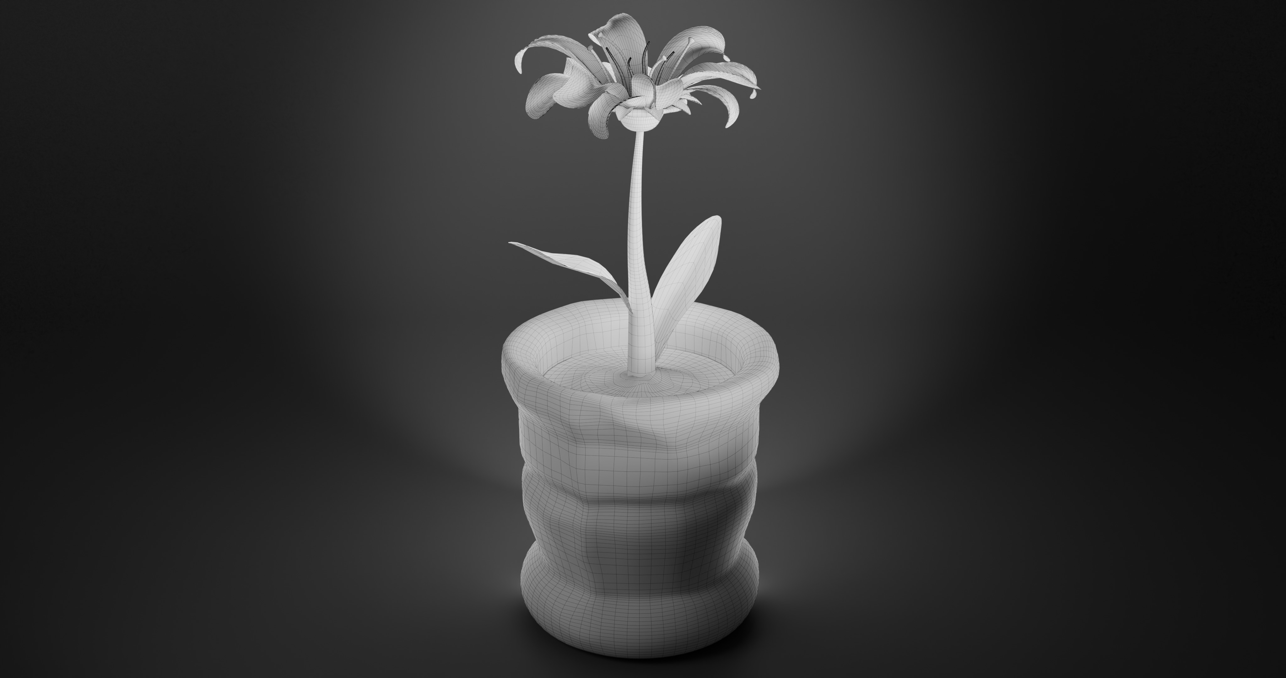 Flower in a Vase Low-poly 3D model_5