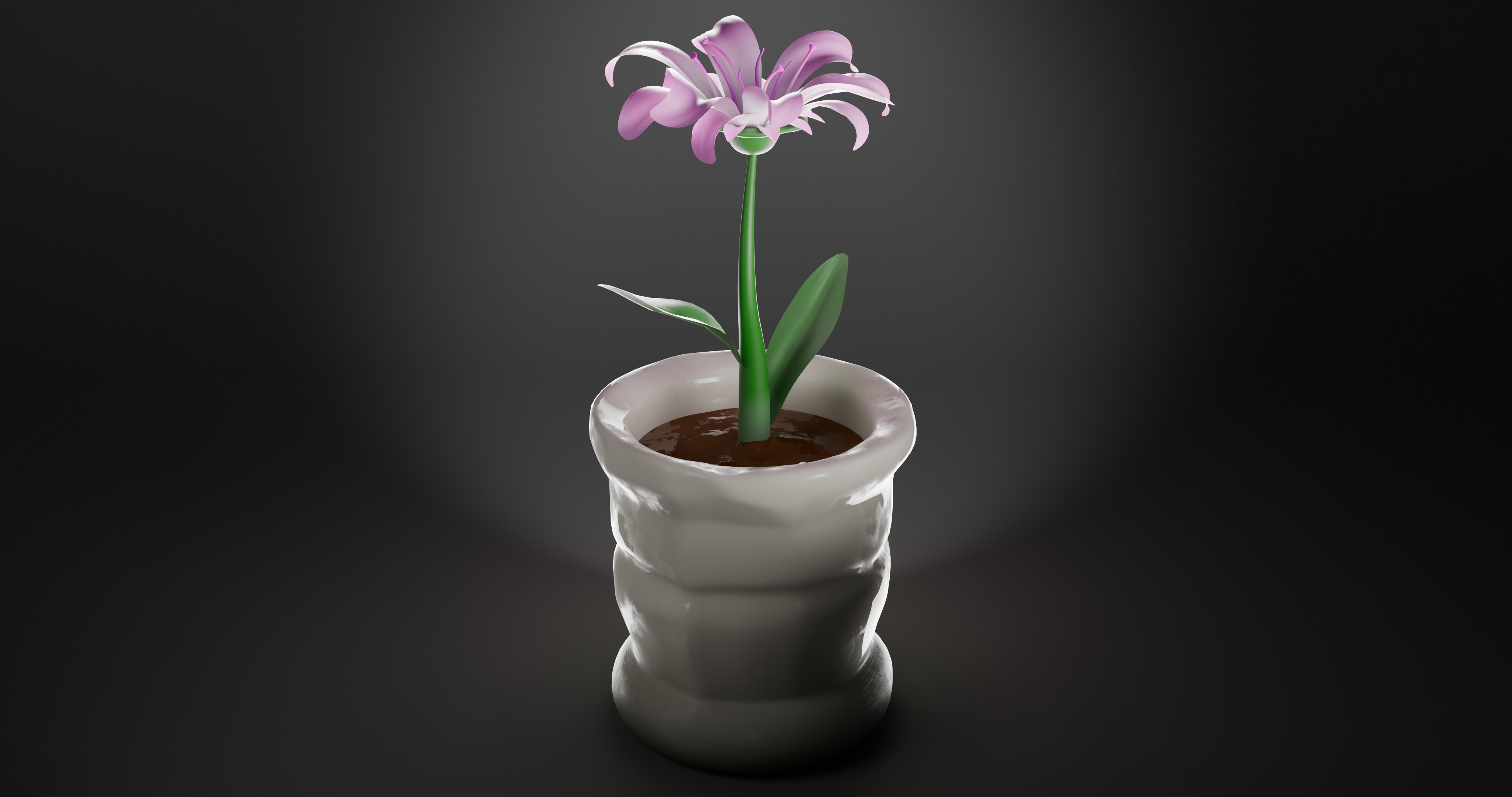 Flower in a Vase Low-poly 3D model_3