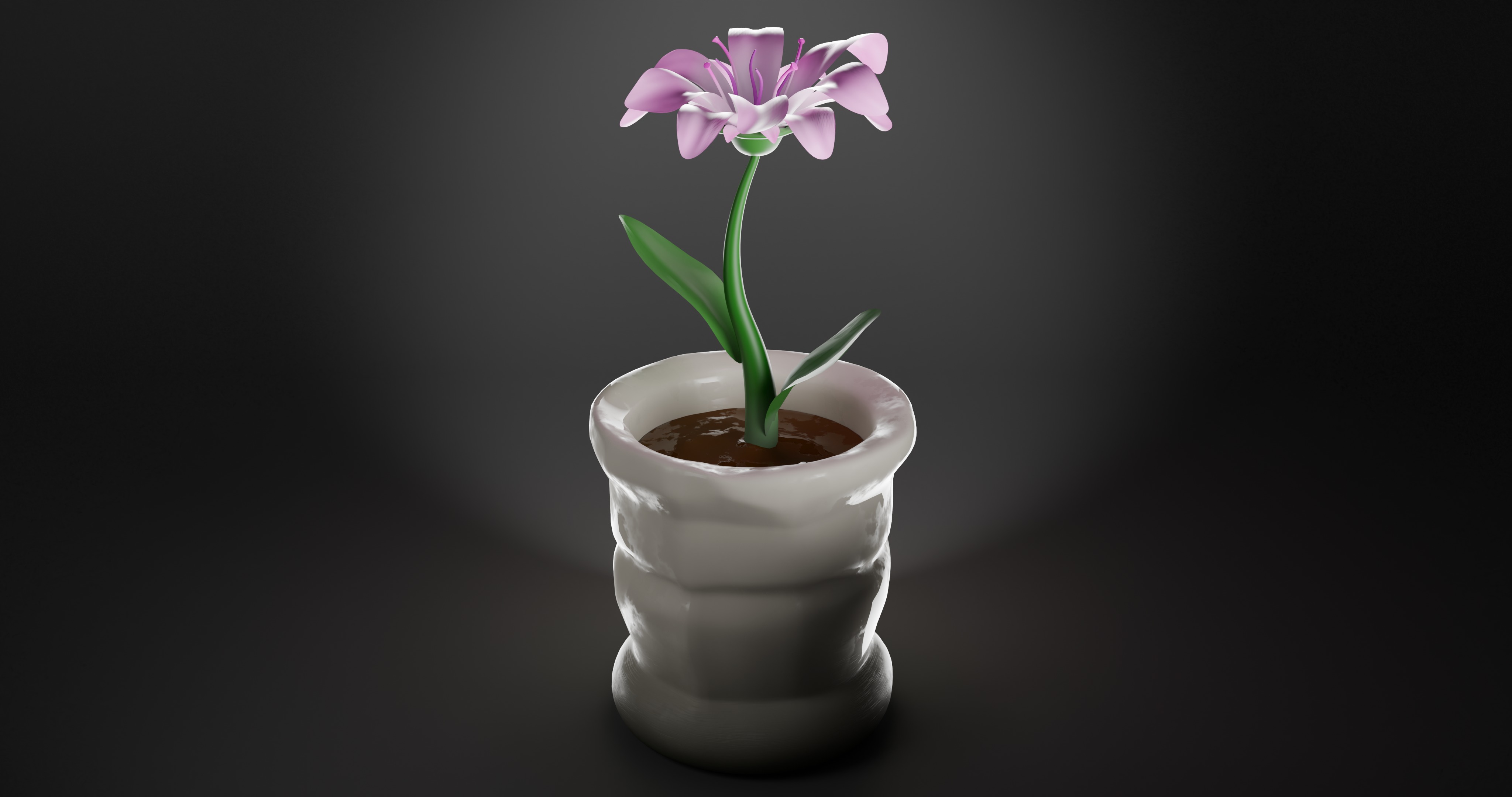 Flower in a Vase Low-poly 3D model_1