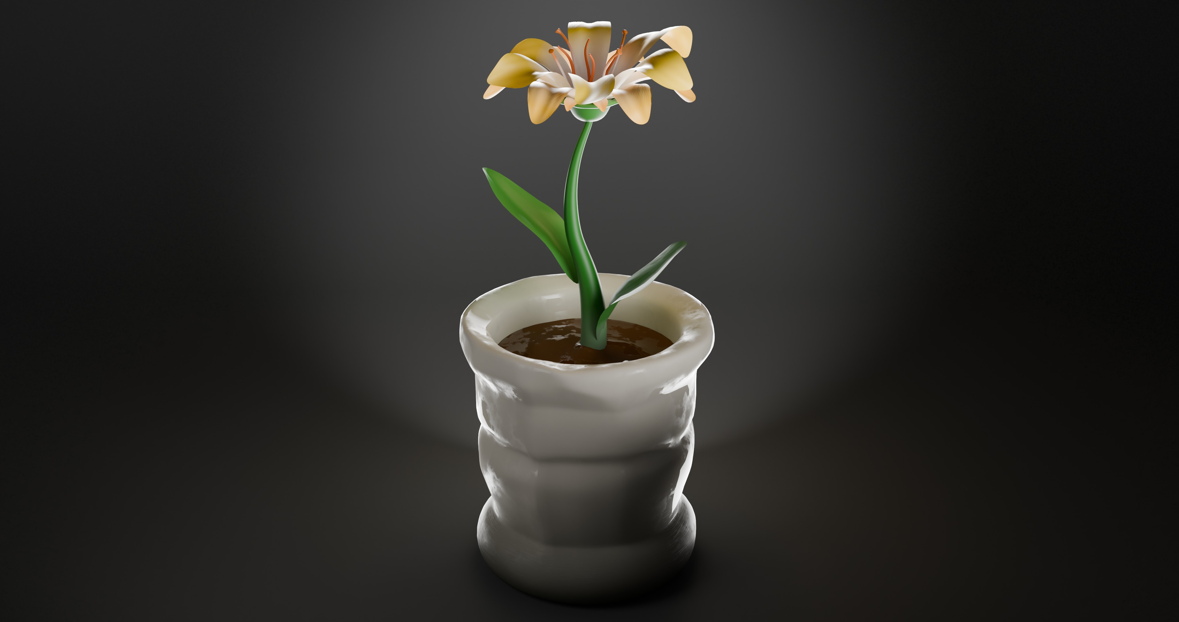 Flower in a Vase Low-poly 3D model_2