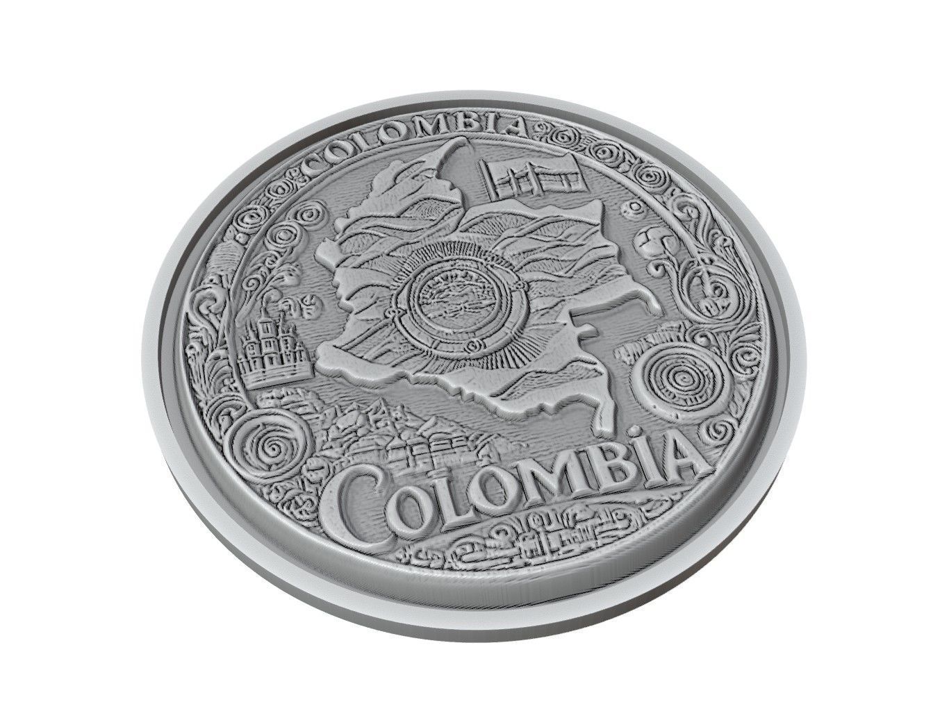 Colombia Map Medallion Relief 3D print model_2