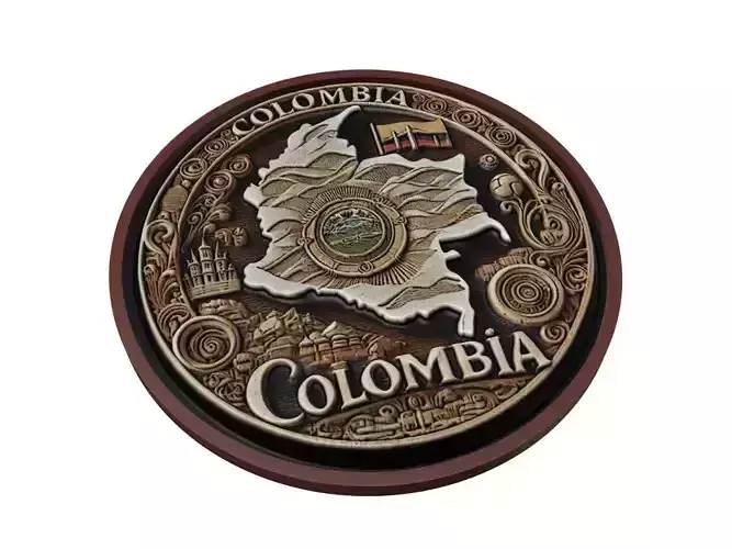 Colombia Map Medallion Relief 3D print model
