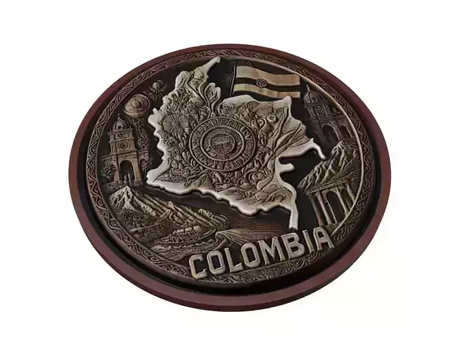 Colombia Map Medallion Relief 3D print model