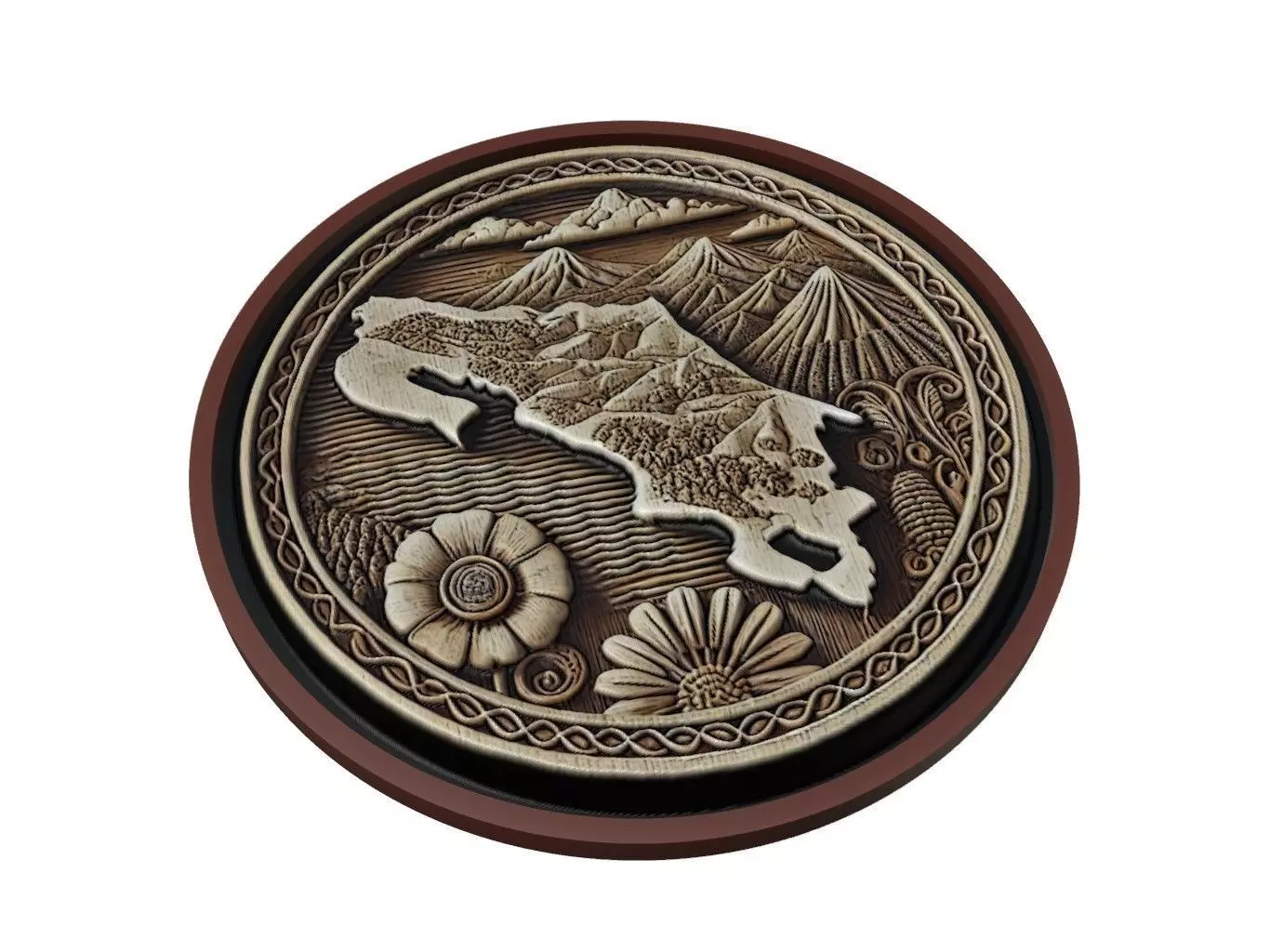 Costa Rica Map Medallion Relief 3D print model