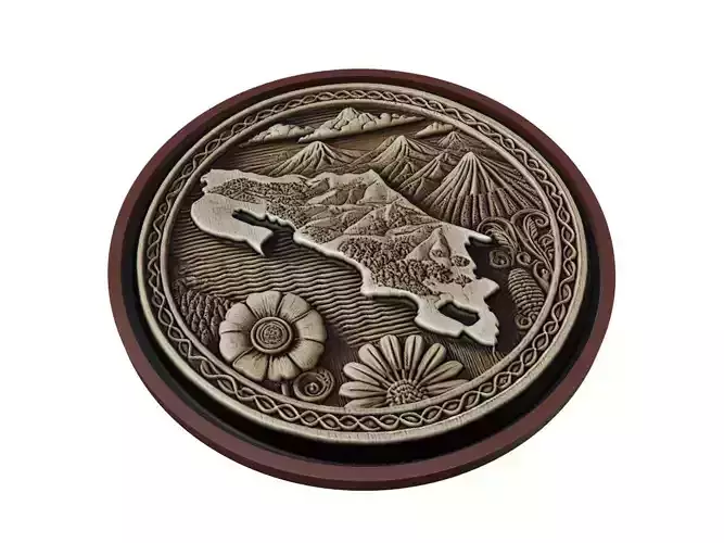 Costa Rica Map Medallion Relief