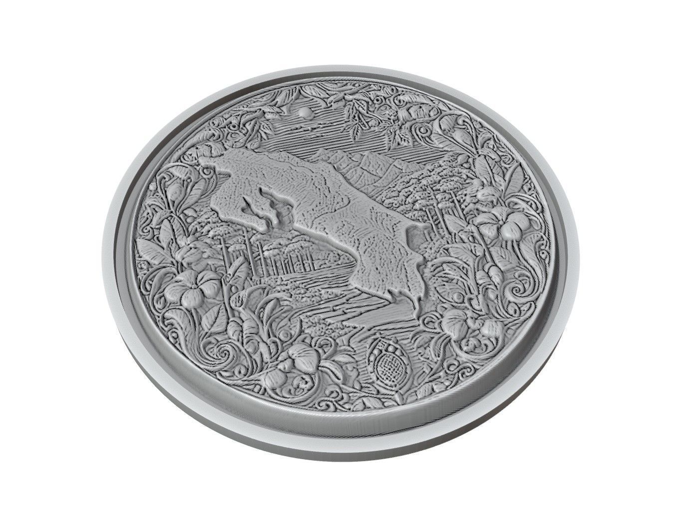 Costa Rica Map Medallion Relief 3D print model_2