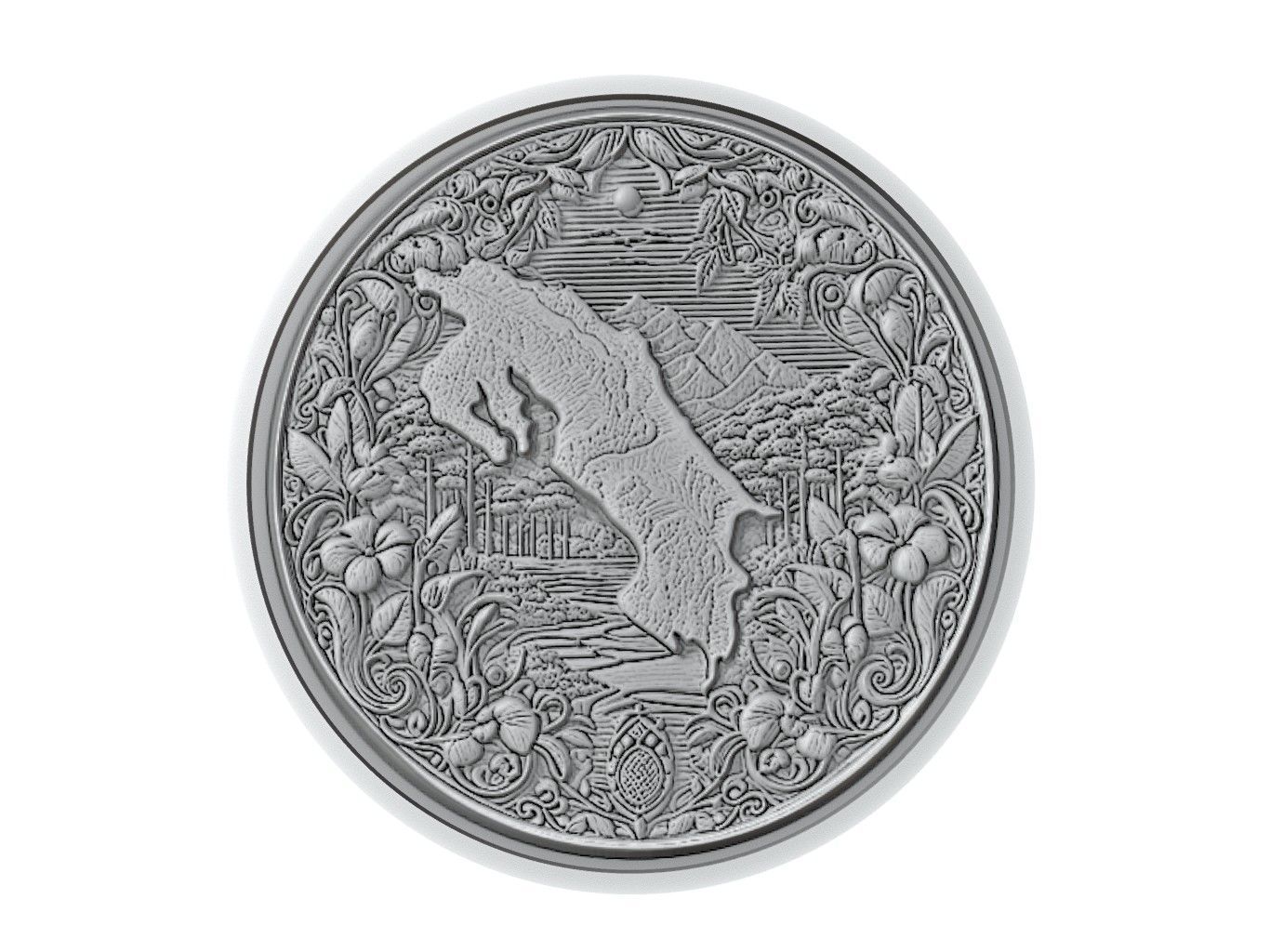 Costa Rica Map Medallion Relief 3D print model_3