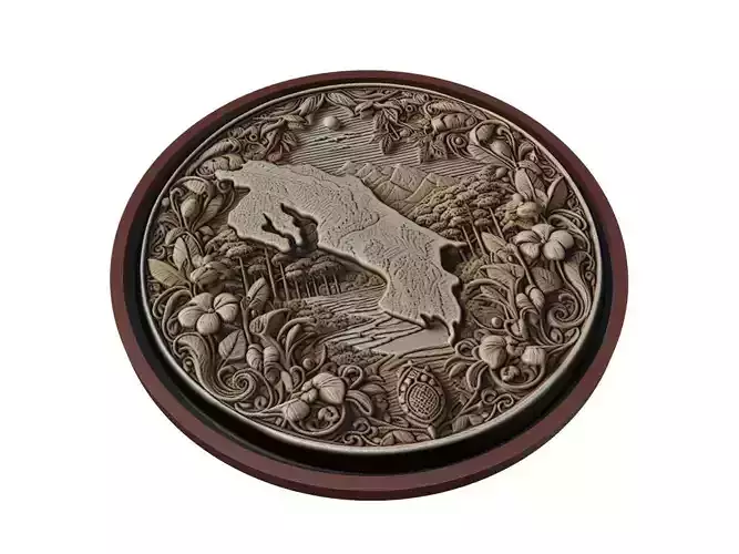 Costa Rica Map Medallion Relief
