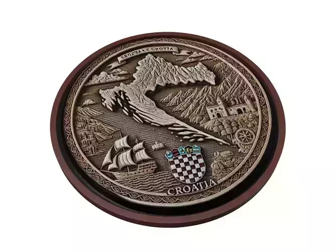 Croatia Map Medallion Relief