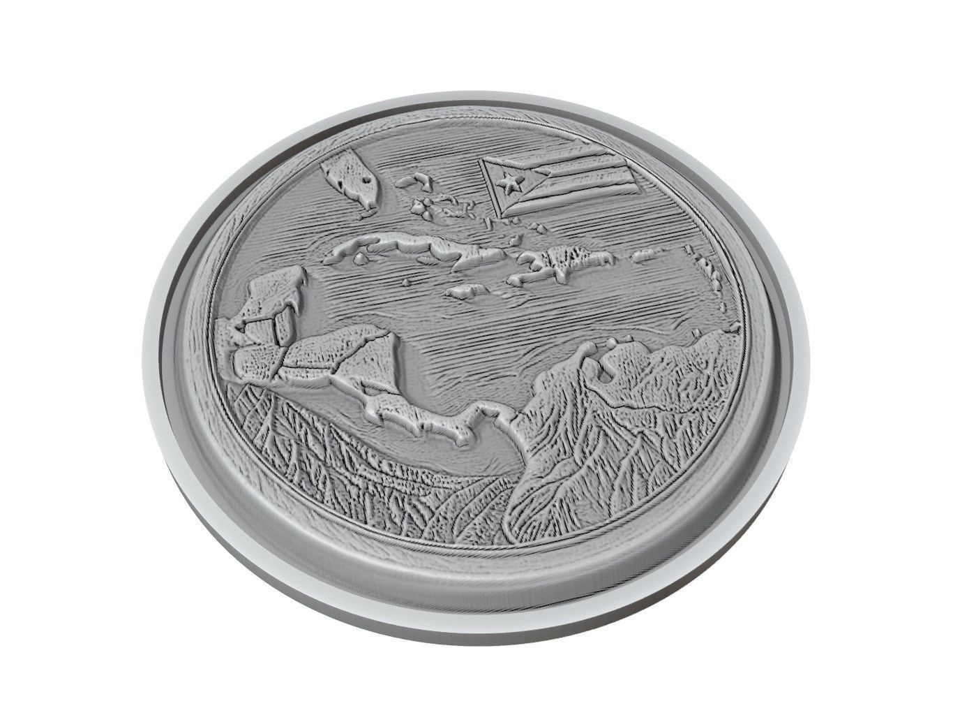 Cuba Map Medallion Relief 3D print model_2