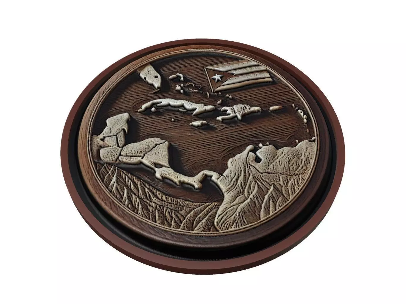 Cuba Map Medallion Relief 3D print model_0