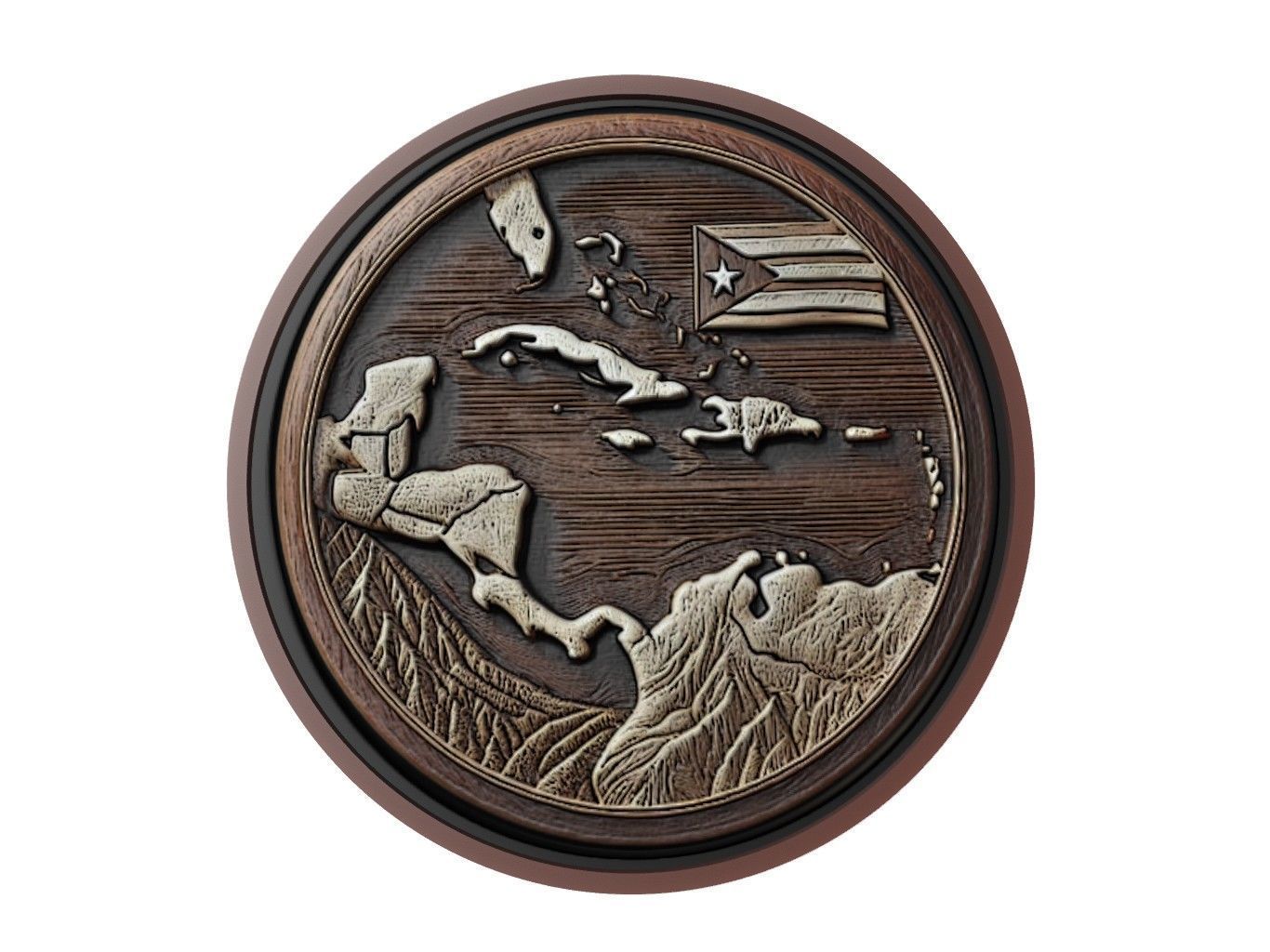 Cuba Map Medallion Relief 3D print model_1
