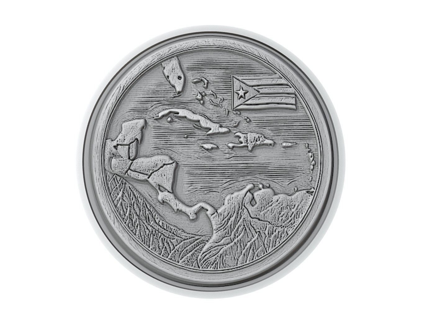 Cuba Map Medallion Relief 3D print model_3