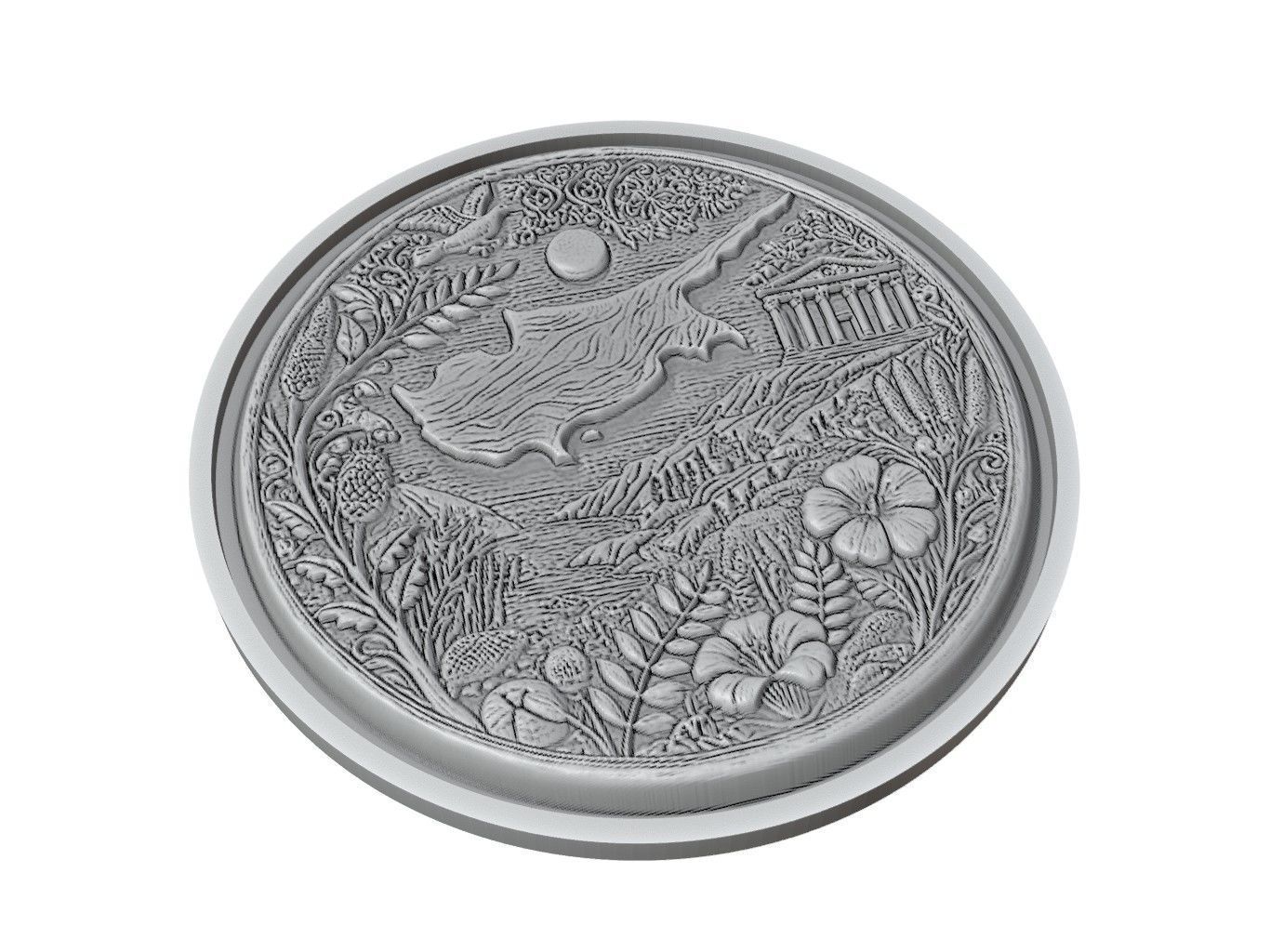 Cyprus Map Medallion Relief 3D print model_2