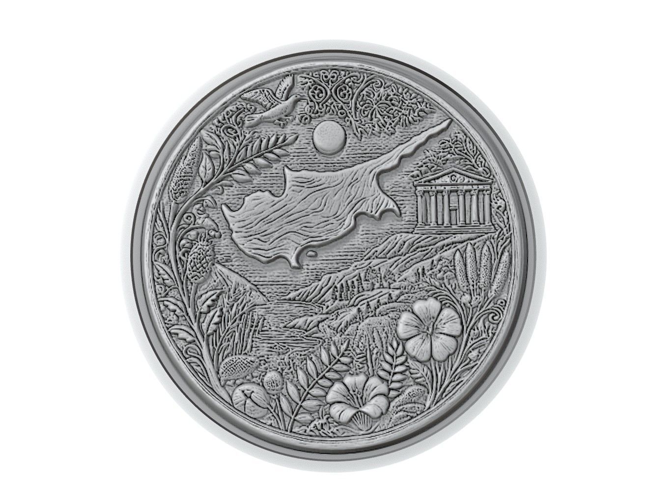 Cyprus Map Medallion Relief 3D print model_3