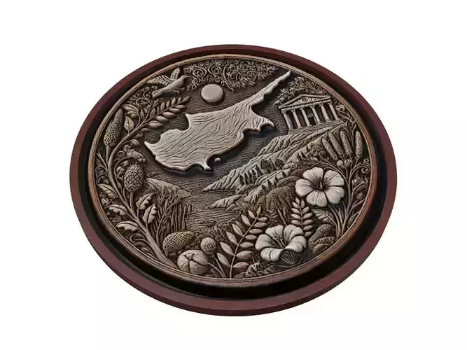 Cyprus Map Medallion Relief