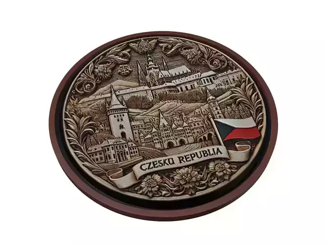 Czech Republic Map Medallion Relief
