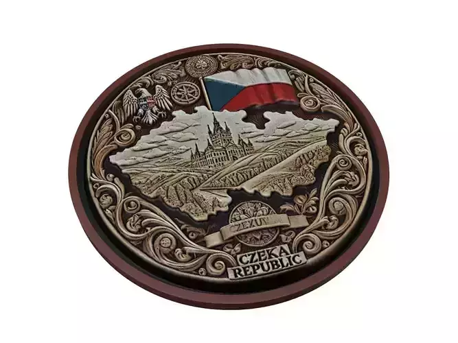 Czech Republic Map Medallion Relief