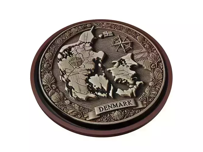 Denmark Map Medallion Relief