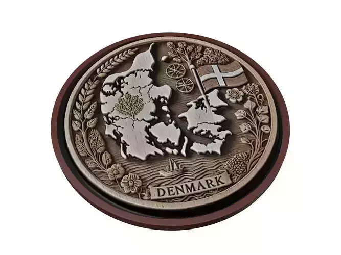 Denmark Map Medallion Relief