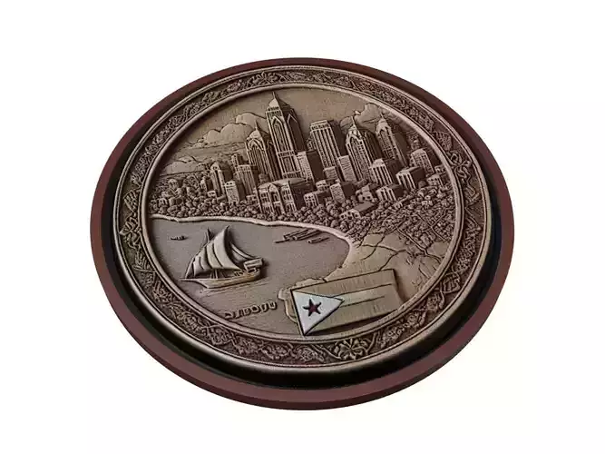 Djibouti Map Medallion Relief