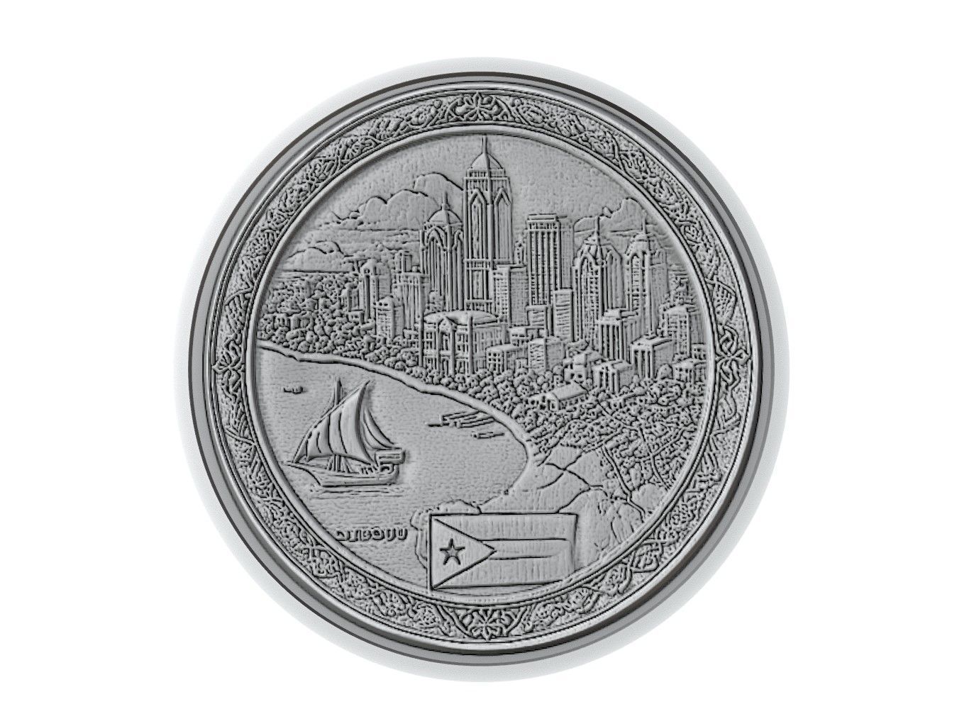 Djibouti Map Medallion Relief 3D print model_3