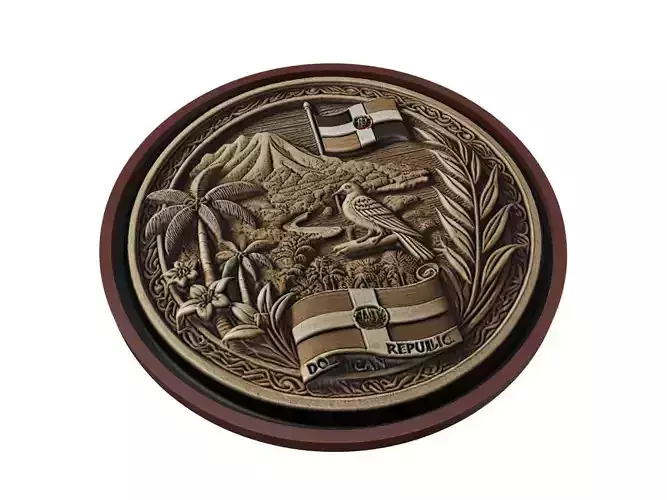 Dominican Republic Map Medallion Relief