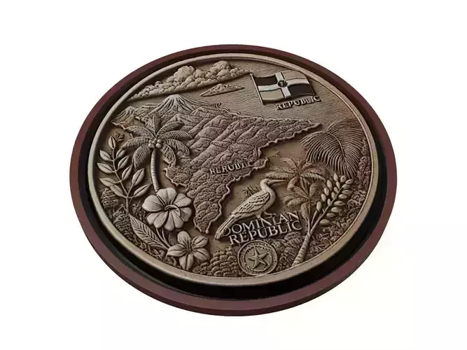 Dominican Republic Map Medallion Relief
