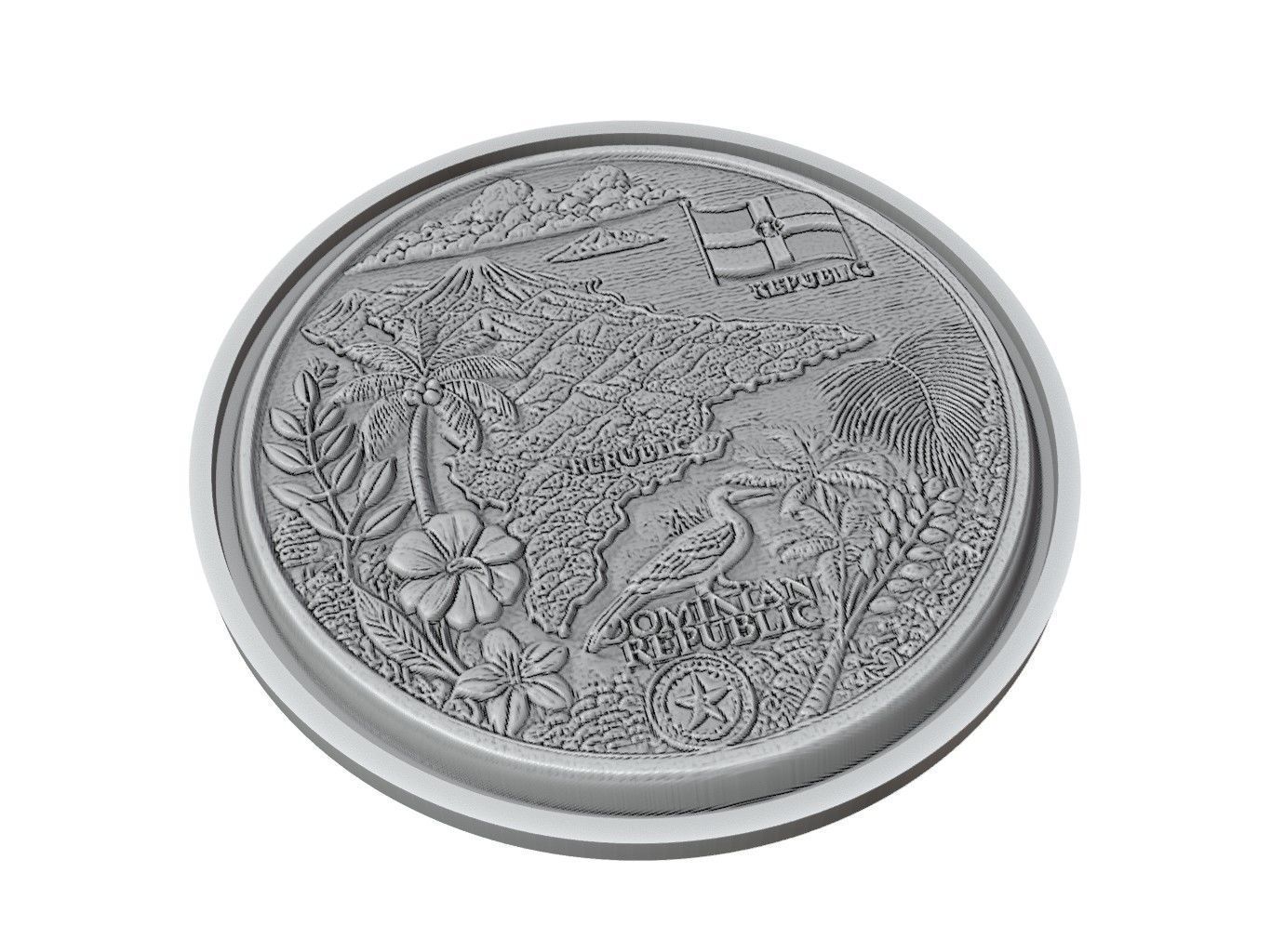 Dominican Republic Map Medallion Relief 3D print model_2