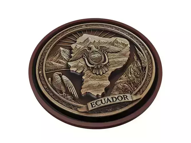 Ecuador Map Medallion Relief 3D print model