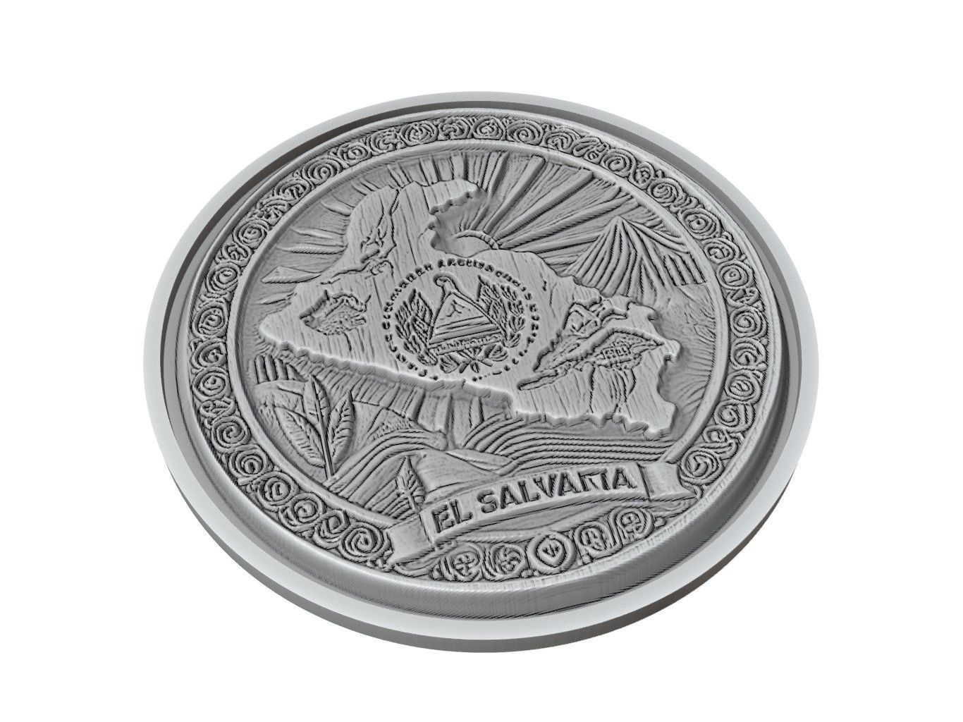 El Salvador Map Medallion Relief 3D print model_2