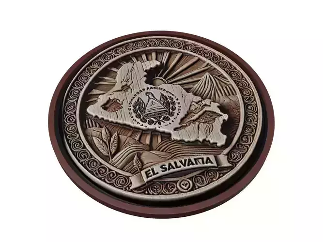 El Salvador Map Medallion Relief
