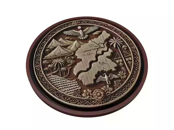 Equatorial Guinea Map Medallion Relief 3D print model